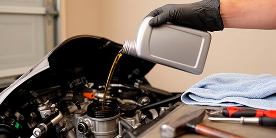 Заливка масла в спортивный мотоцикл